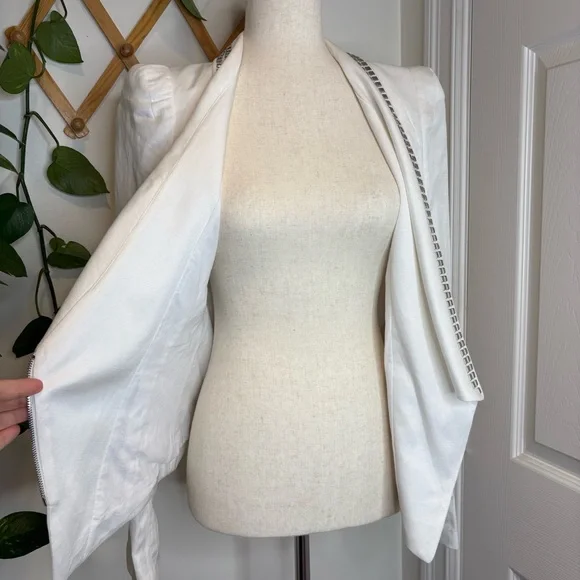 PLASTIC ISLAND White Studded Blazer Suit Jacket - Picture 4 of 8